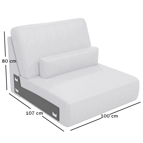 Skagen Studio Anholt — module CO100, 1½ pers. without arms. 100 × 107 cm, 80 cm high. Dimensioned drawing.