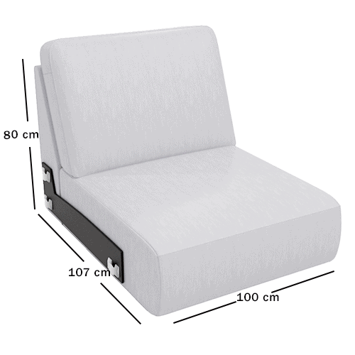 Skagen Studio Anholt — module COH100, 1-seater without arms Finished with right side. 100 × 107 cm, 80 cm high. Dimensioned drawing.