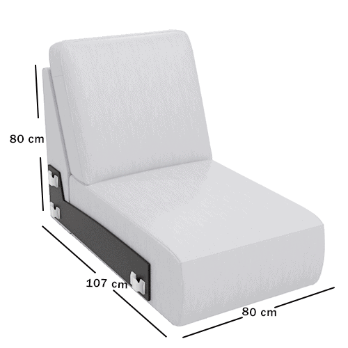 Skagen Studio Anholt — module COH80, 1-seater without arms Finished with right side. 80 × 107 cm, 80 cm high. Dimensioned drawing.