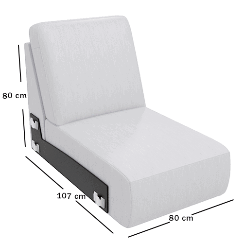 Skagen Studio Anholt — module COV80, 1-seater without arms finished with left side. 80 × 107 cm, 80 cm high. Dimensioned drawing.