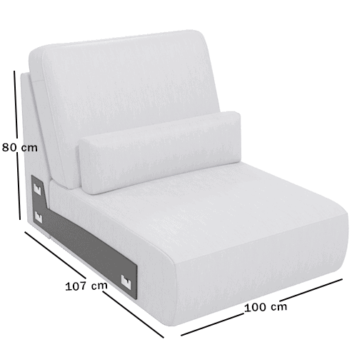 Skagen Studio Anholt — module COVH100, 1½-seater without arms. 100 × 107 cm, 80 cm high. Dimensioned drawing.