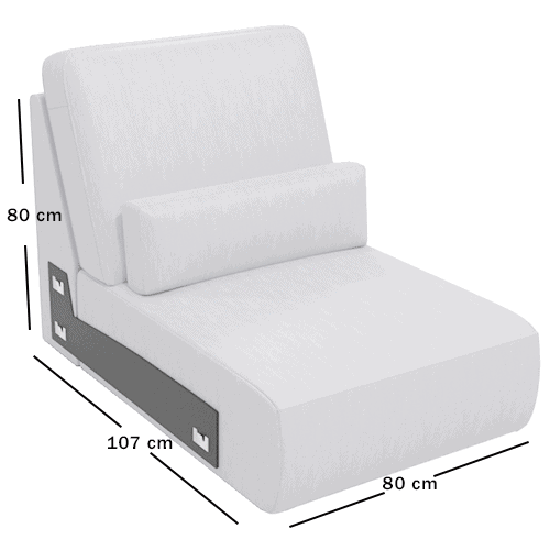 Skagen Studio Anholt — module COVH80, 1½-seater without arms. 80 × 107 cm, 80 cm high. Dimensioned drawing.