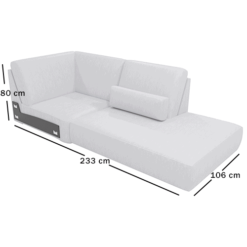 Skagen Studio Anholt — module HJX65H, Corner with closing module (65cm seat). 106 × 233 cm, 80 cm high. Dimensioned drawing.