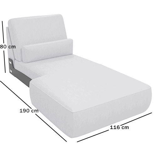 Skagen Studio Anholt — module UO100V, Large chaiselong without arms. 116 × 190 cm, 80 cm high. Dimensioned drawing.