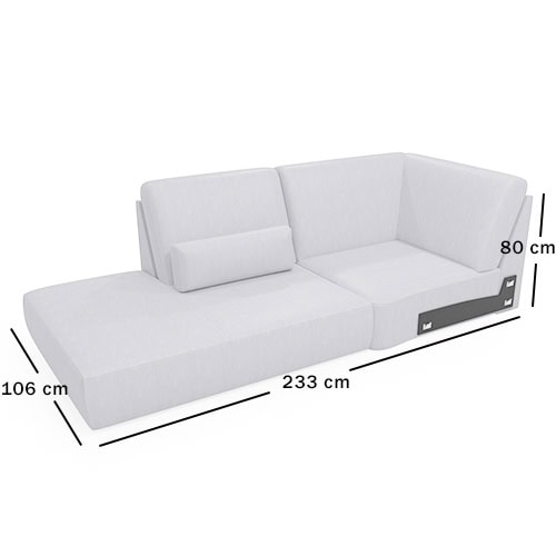 Skagen Studio Anholt — module X65VHJ, Corner with closing module (65cm seat). 106 × 233 cm, 80 cm high. Dimensioned drawing.