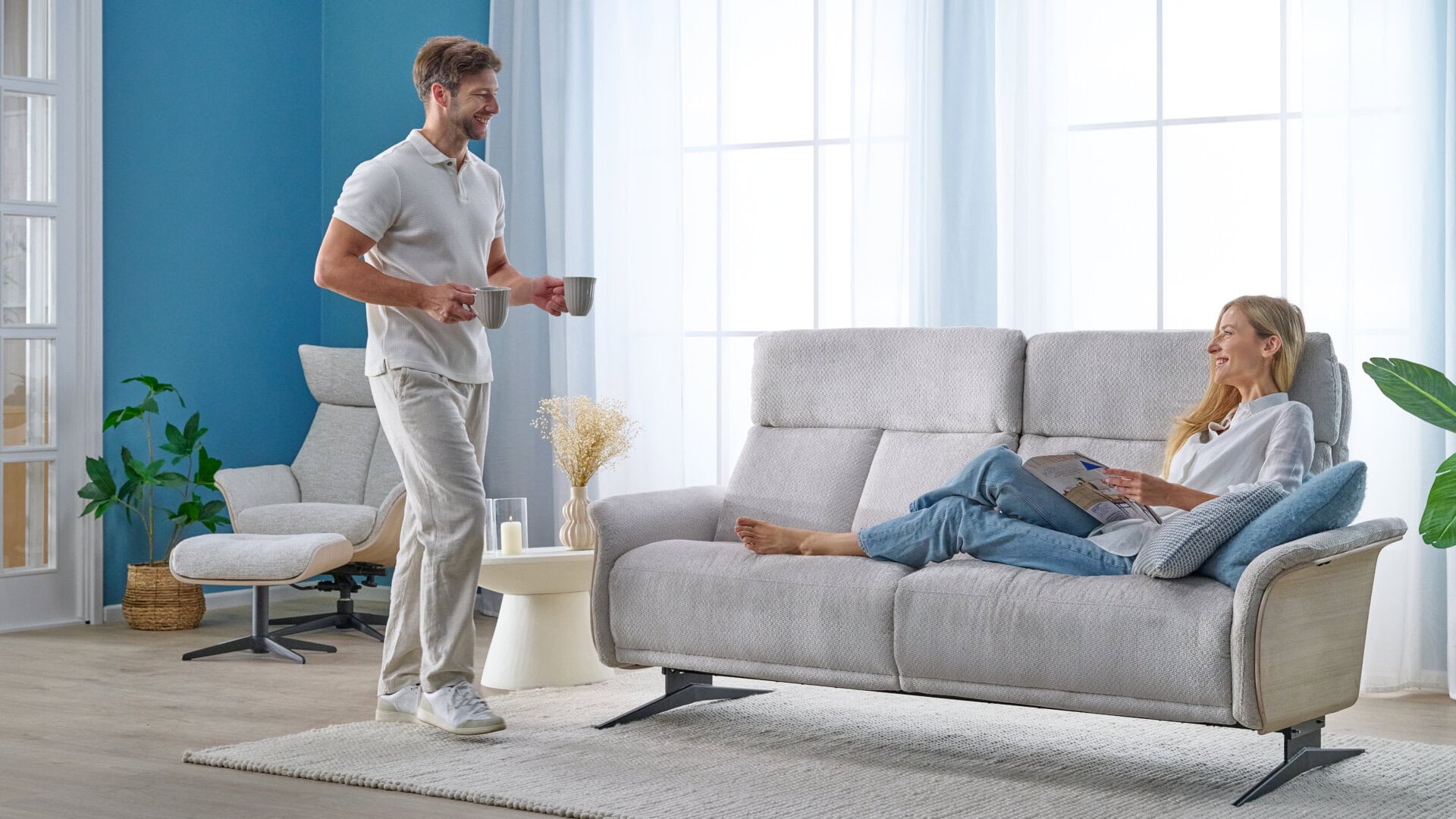 Skagen Studio Hjelm sofa in Movie Shell fabric.