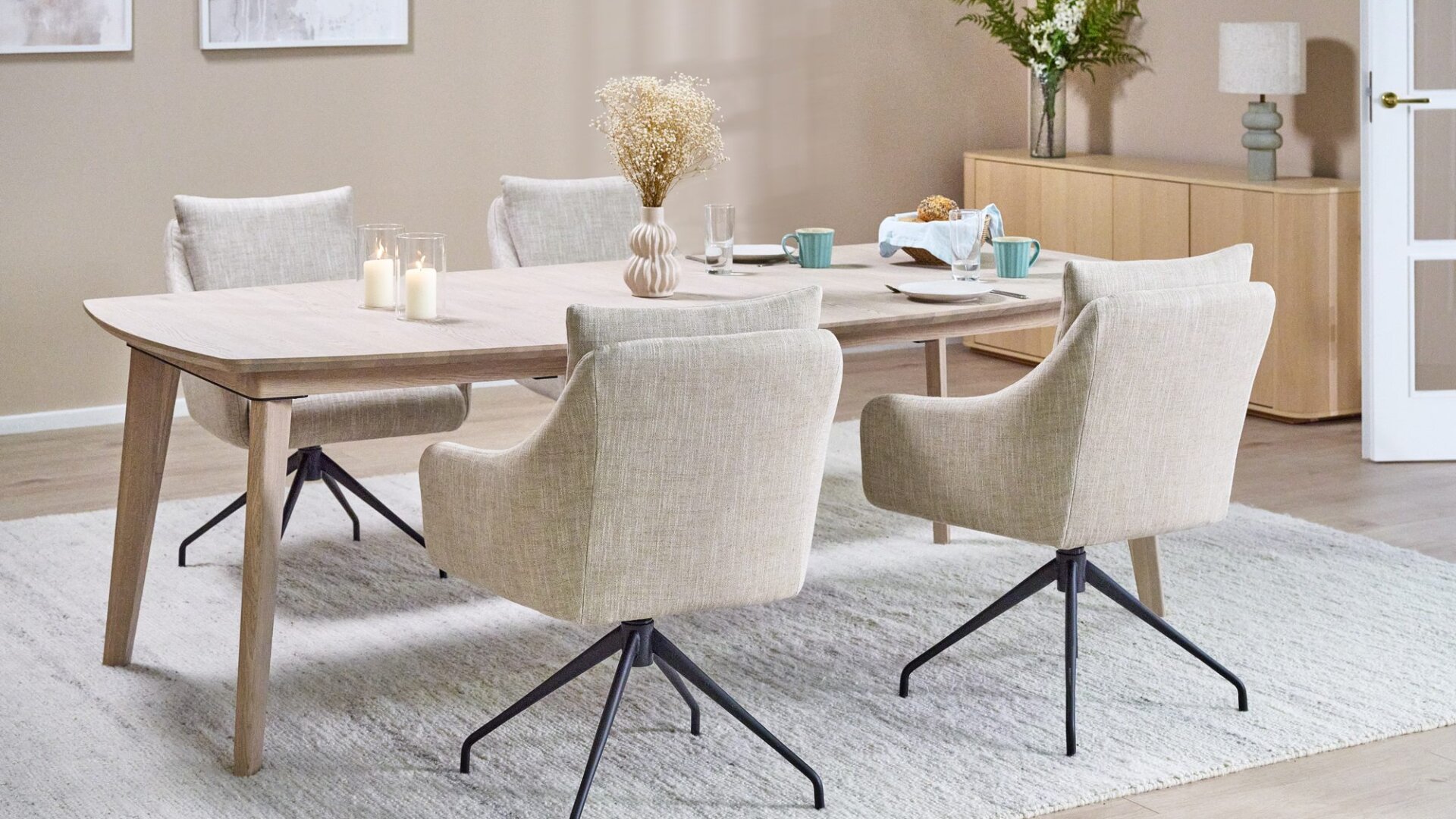 Skagen Studio Rold Armchair in Antwerp Beige fabric.