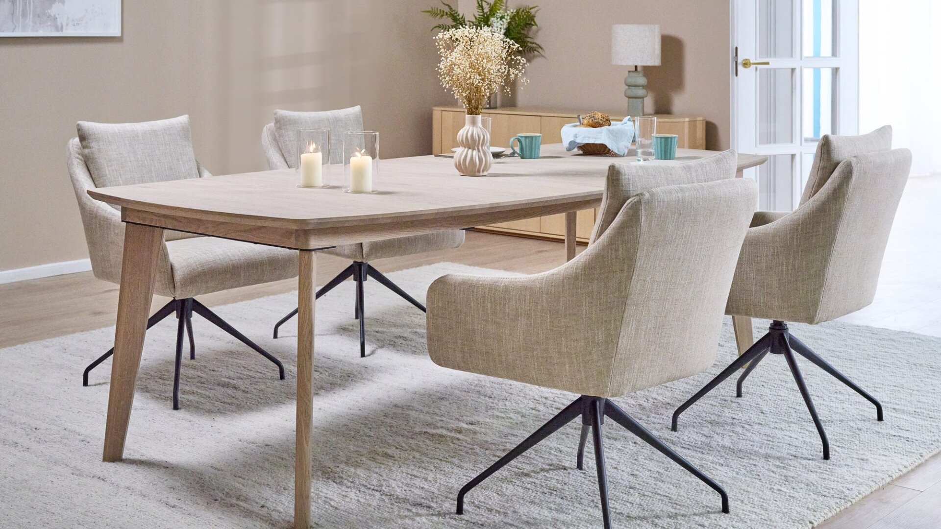 Skagen Studio Rold Armchair in Antwerp Beige fabric.