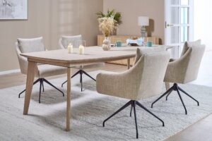 Skagen Studio Rold Armchair in Antwerp Beige fabric.