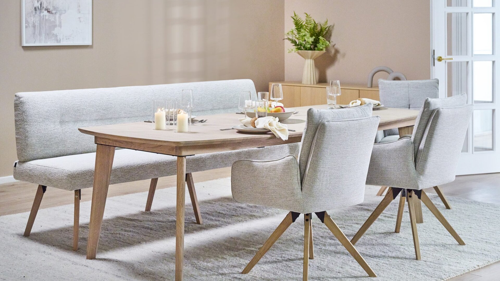 Skagen Studio Riis Armchair in Queen Sand fabric.